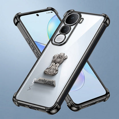 Vivo V70 FE 5G Satyamev Jayate 2-in-1 Emblem Transparent Shockproof Airbag Case
