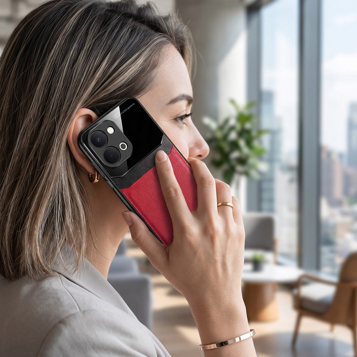 Vivo T5x 5G Premium Leather Lens Protective Case