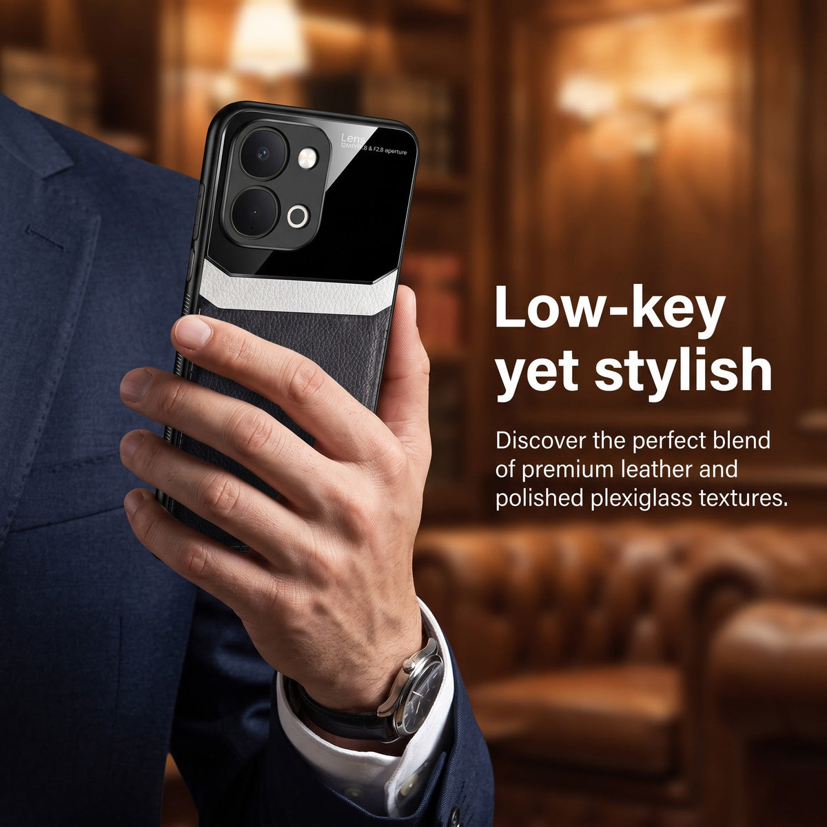 Vivo T5x 5G Premium Leather Lens Protective Case