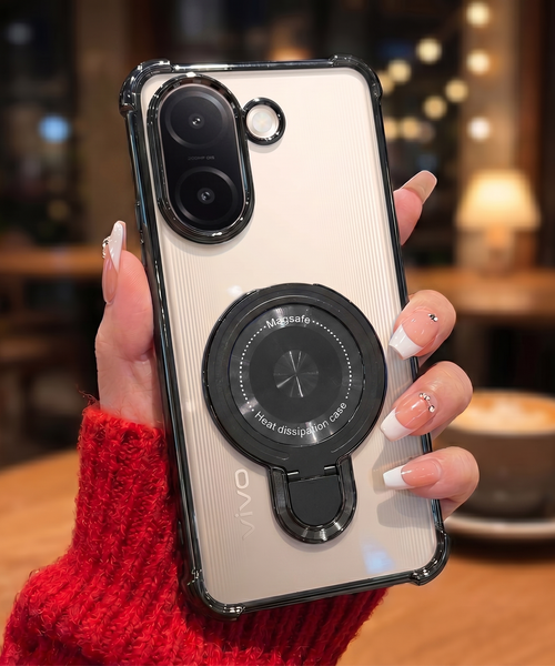 Vivo V60e 5G Luxury Four Corner Invincible Bracket Ring Stand Case