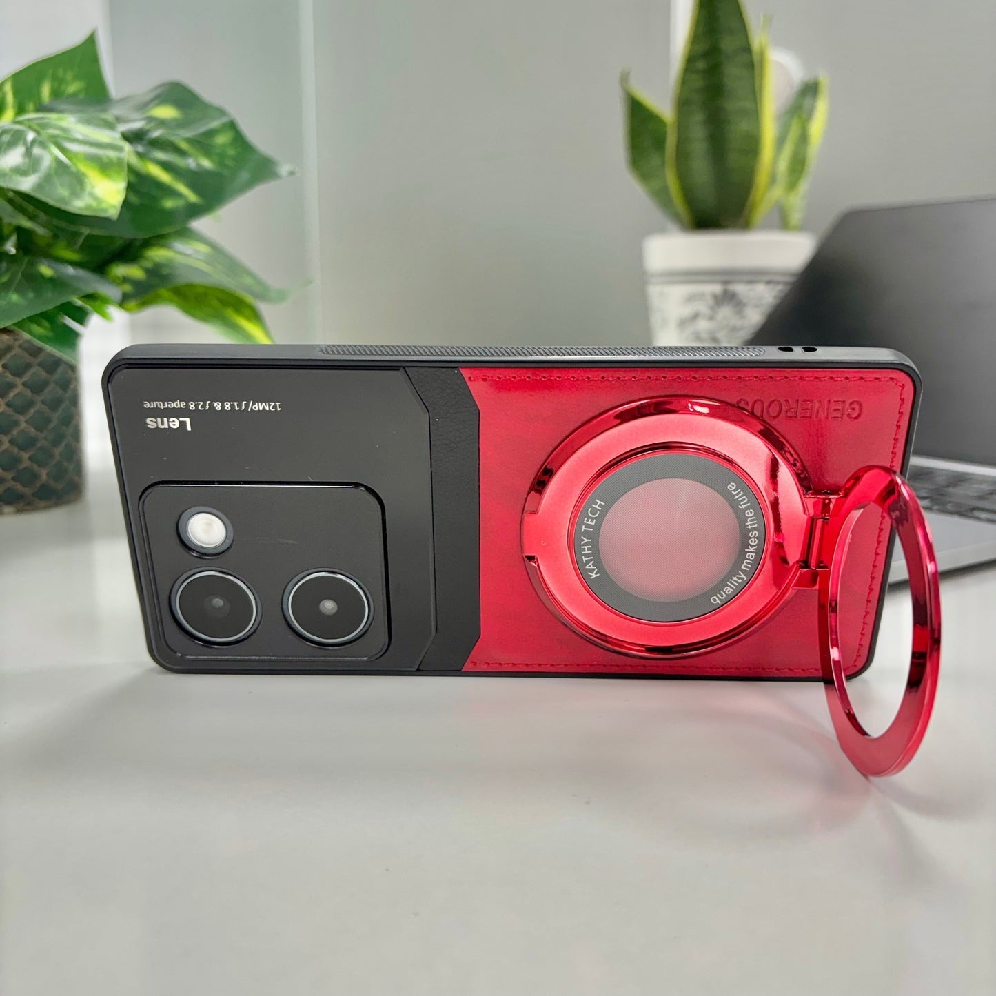 Vivo Y200 Pro 5G Original Luxury Leather Lens Magnifier Ring Stand Case