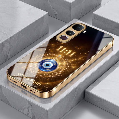 Vivo Y400 Pro God’s Plan Evil Eye Gold Electroplated Glass Phone Back Case