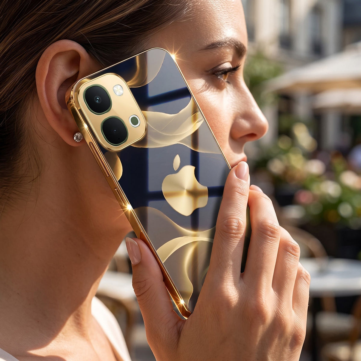 Vivo Y51 Pro 5G Luxury Wave Gold Electroplated Glass Phone Back Case