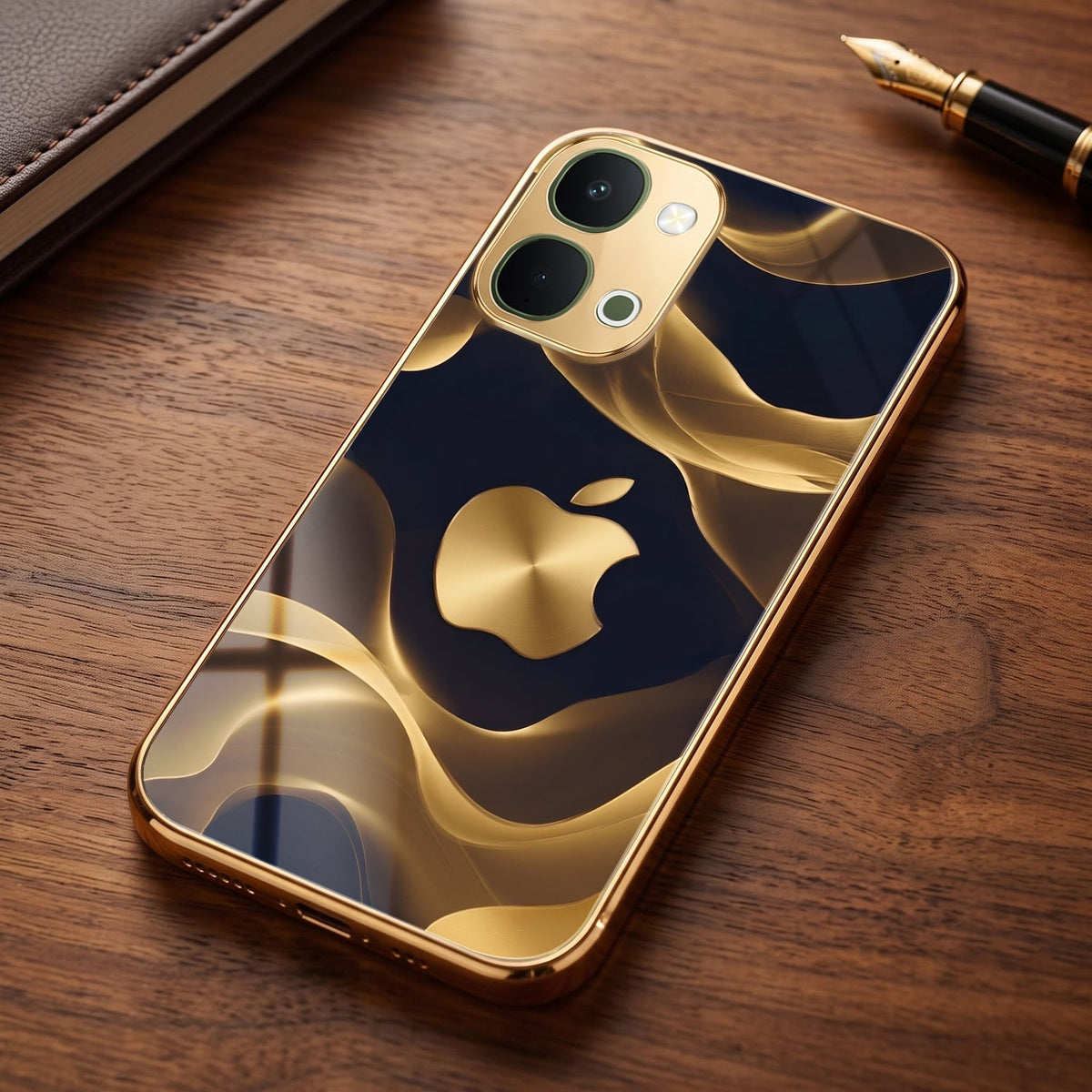 Vivo Y51 Pro 5G Luxury Wave Gold Electroplated Glass Phone Back Case