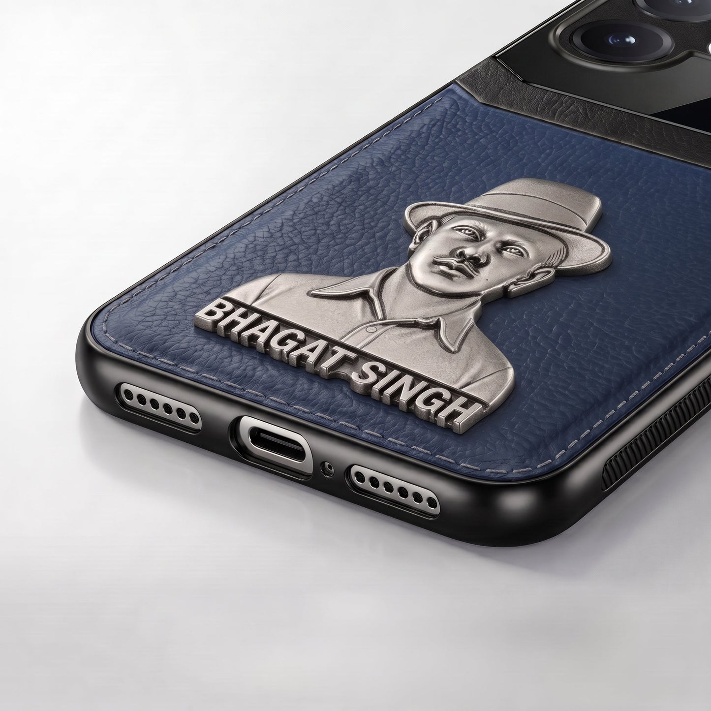 Vivo V60 5G Shaheed Bhagat Singh 3D Metal Leather Back Case