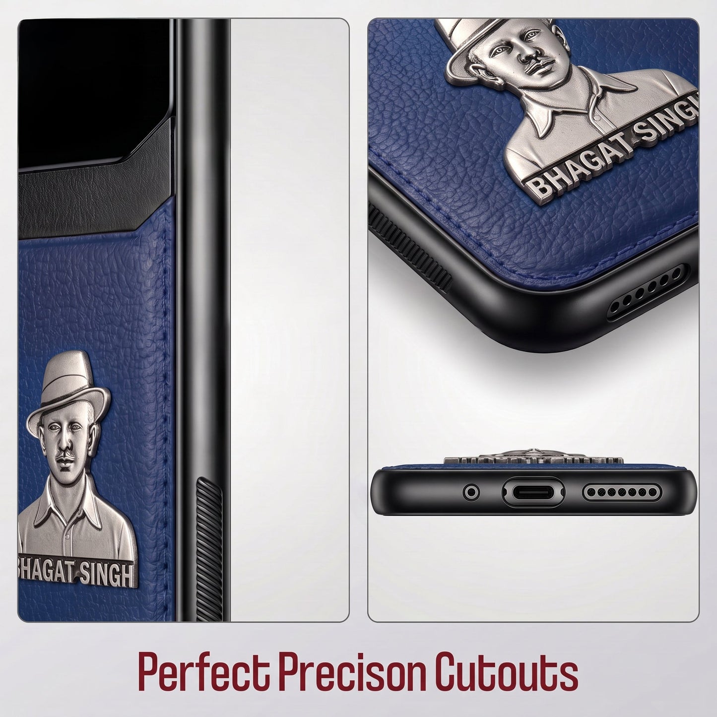 Vivo Y28 5G Shaheed Bhagat Singh 3D Metal Leather Back Case
