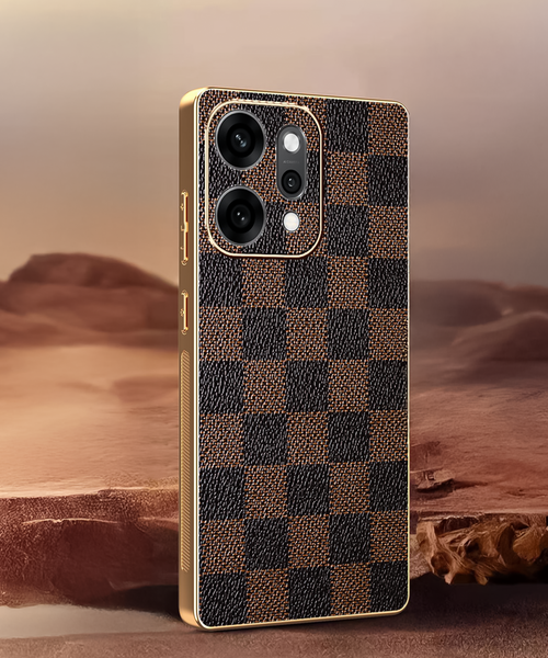 Oppo Reno 14 5G Luxury Checkered Leather Back Case