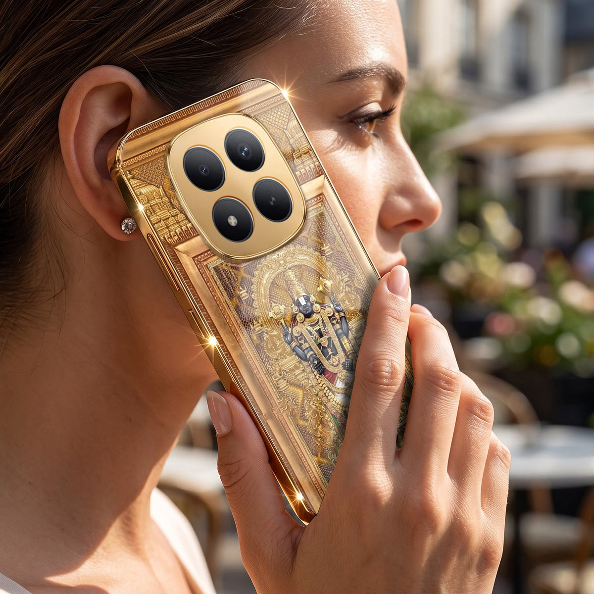 Redmi Note 15 Pro Plus 5G Premium Heritage Gold Electroplated Glass Phone Back Case