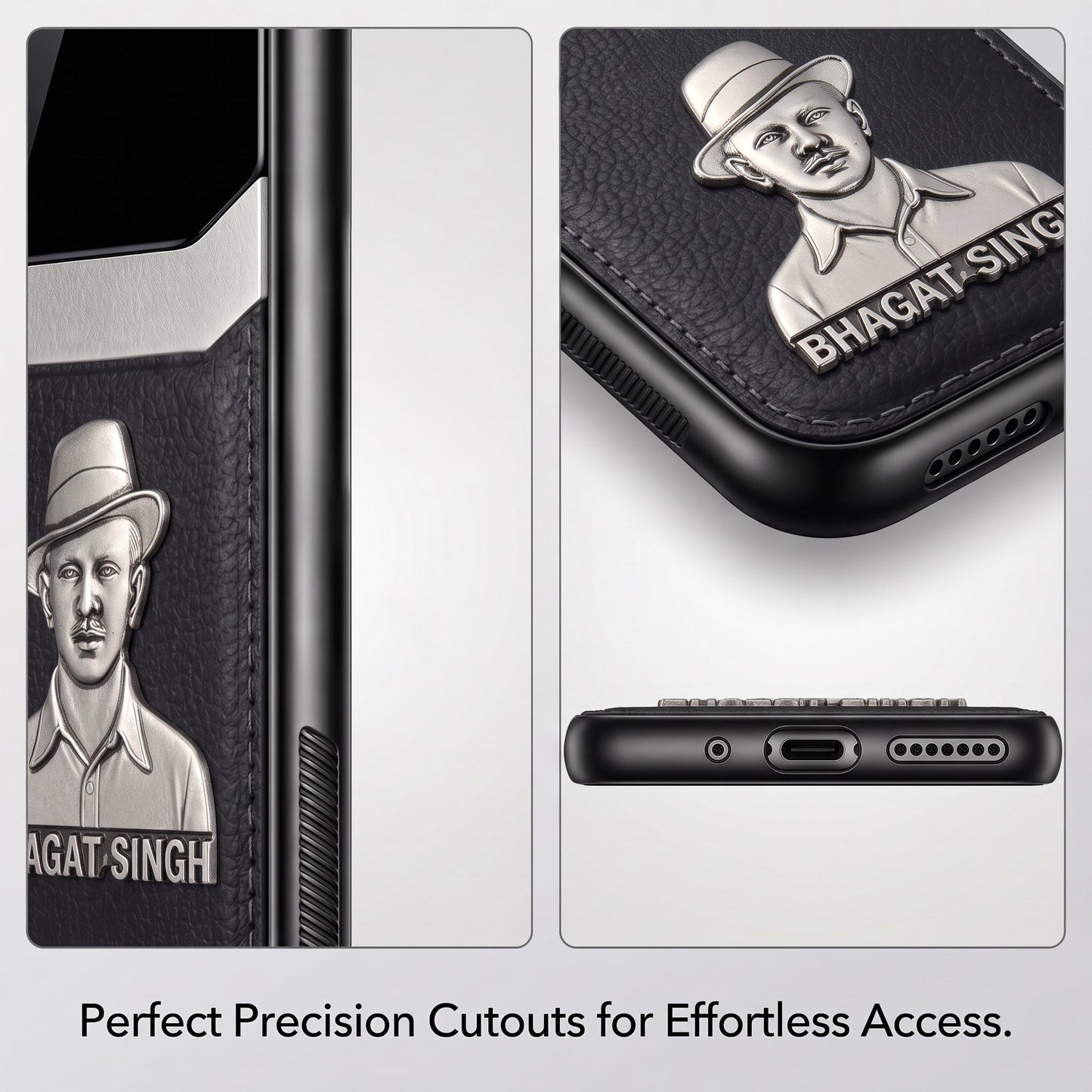 Vivo Y28s 5G Shaheed Bhagat Singh 3D Metal Leather Back Case