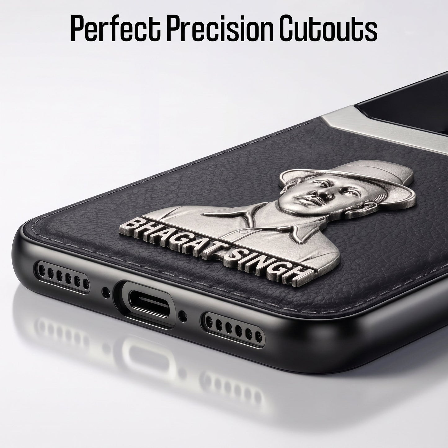 Oppo Reno 13 5G Shaheed Bhagat Singh 3D Metal Leather Back Case