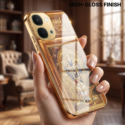 Vivo T5x 5G Premium Heritage Gold Electroplated Glass Phone Back Case
