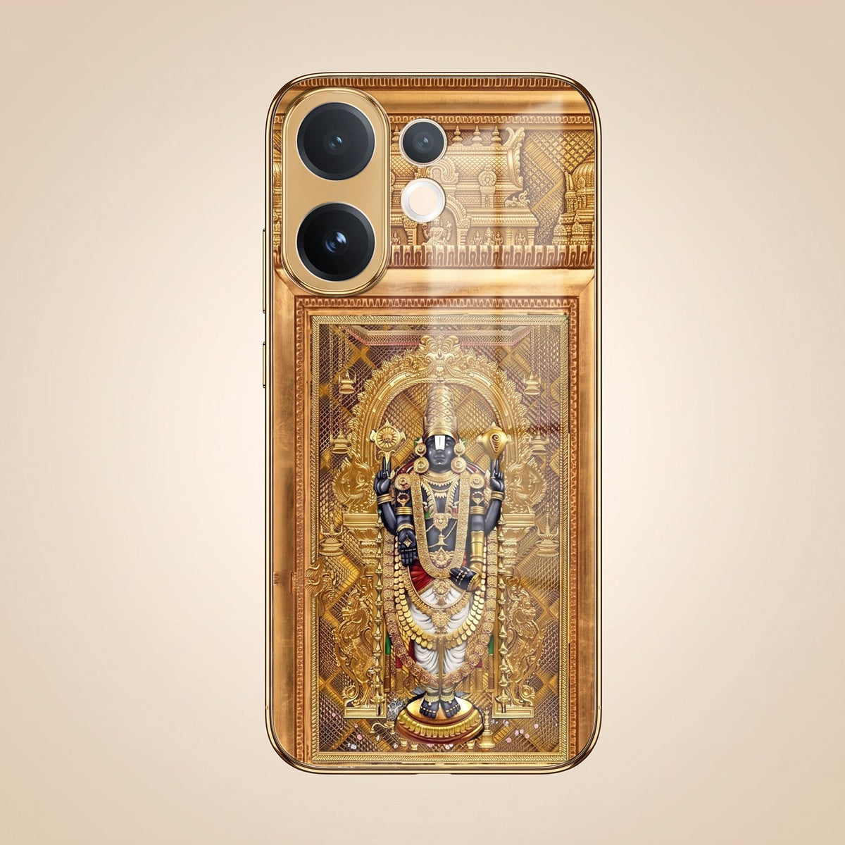 Vivo V60 5G Premium Heritage Gold Electroplated Glass Phone Back Case