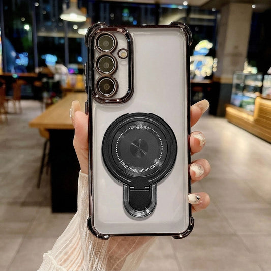 Samsung Galaxy M56 5G Luxury Four Corner Invincible Bracket Ring Stand Case