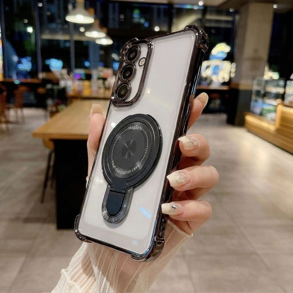 Samsung Galaxy M56 5G Luxury Four Corner Invincible Bracket Ring Stand Case