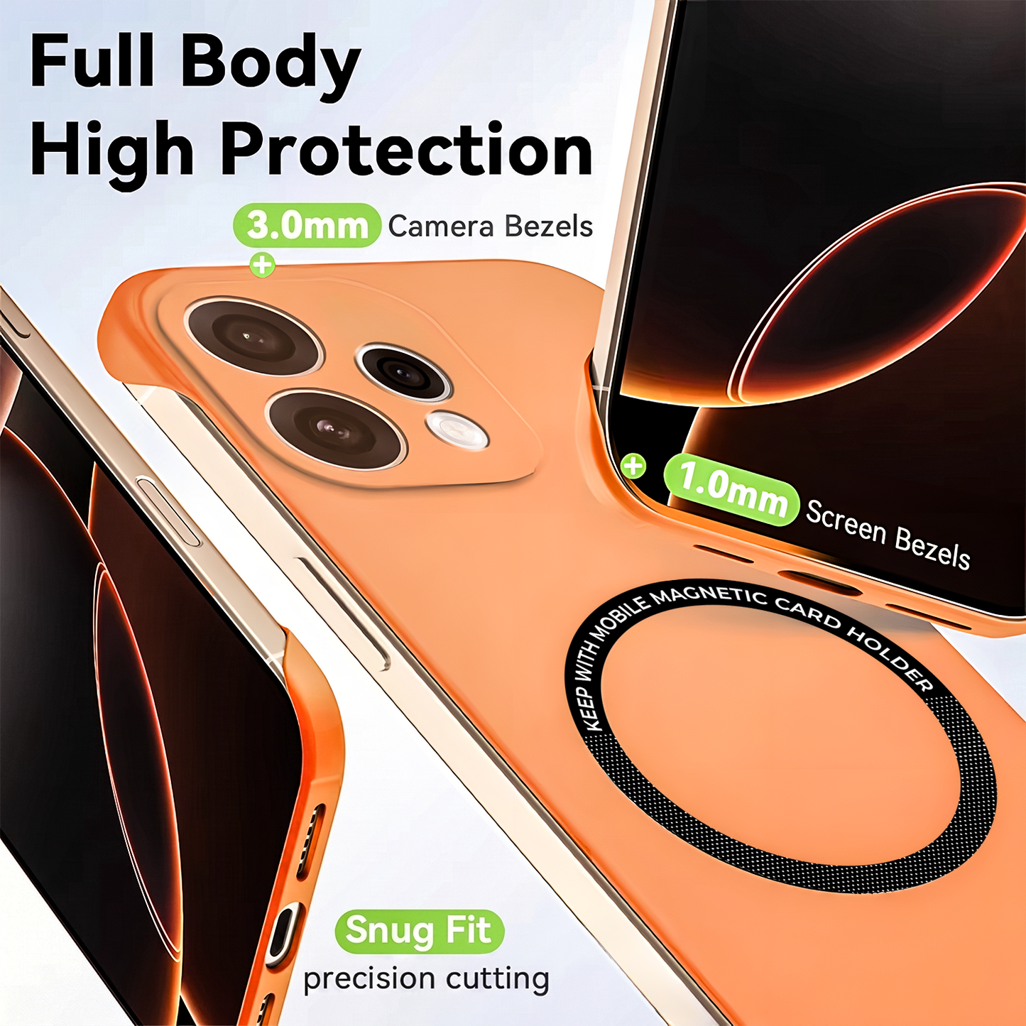 Oppo Reno15 5G Frameless Magnetic Wireless Charging Case — Ultra-Slim Clear MagSafe Compatible Cover