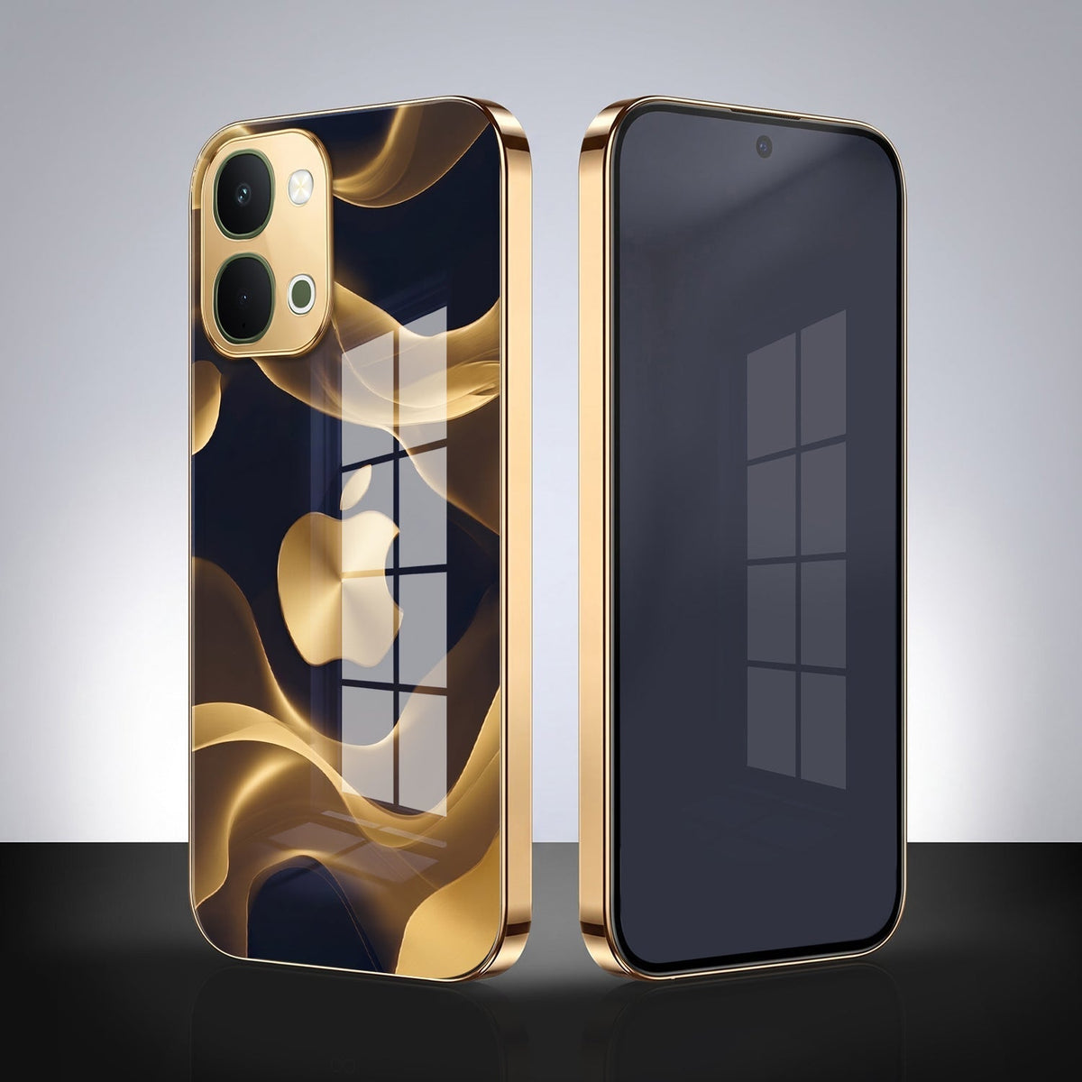 Vivo Y51 Pro 5G Luxury Wave Gold Electroplated Glass Phone Back Case