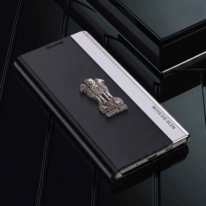 Oppo Reno 13 Pro 5G Satyamev Jayate Metal Emblems Flip Leather Case