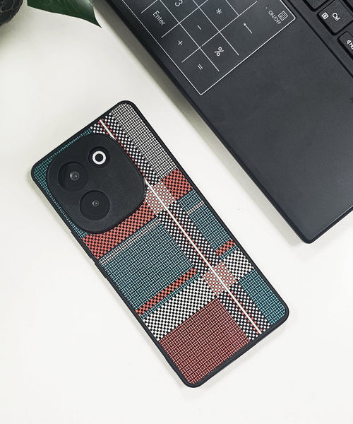 Vivo T3 Pro 5G Luxury Grid Pattern Glass Back Shockproof Case
