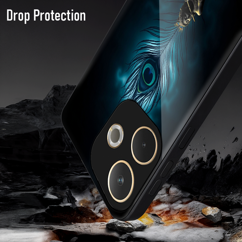 Oppo A5 Pro 5G Premium Acrylic Shockproof Glass Back Case (Divine Peacock)