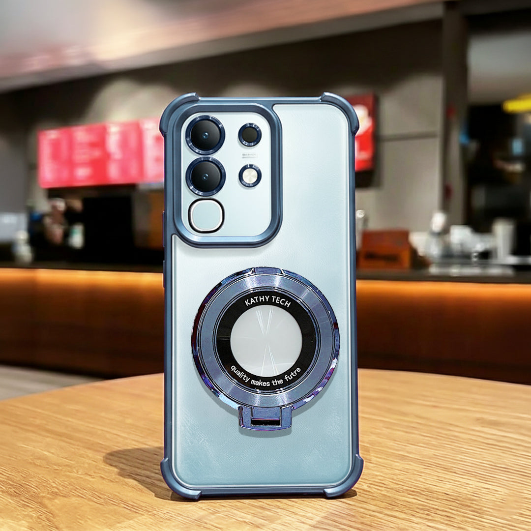 Vivo T4x 5G Original Luxury Magnifier Ring Stand Shockproof Airbags Corner Case