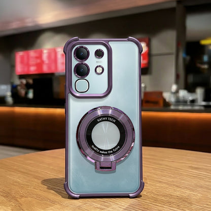 Vivo T4x 5G Original Luxury Magnifier Ring Stand Shockproof Airbags Corner Case