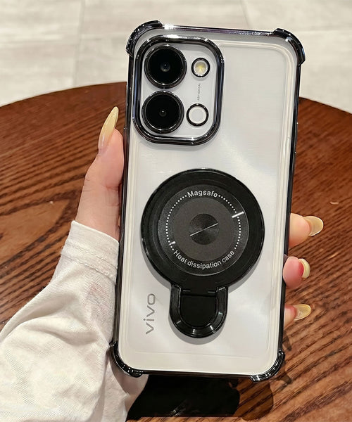Vivo T5x 5G Luxury Four Corner Invincible Bracket Ring Stand Case